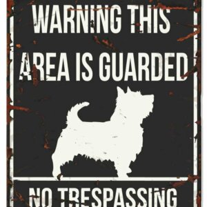 Metallskylt Warning Terrier Svart L