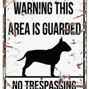 Metallskylt ''Warning'' Bullterrier Vit L