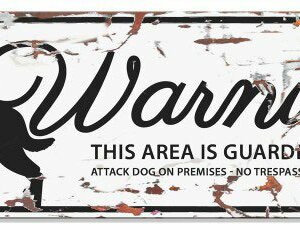 Metallskylt ''Warning'' Rottweiler Vit M