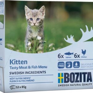 Bozita Kitten Tasty Meat & Fish i Sås 12x85g