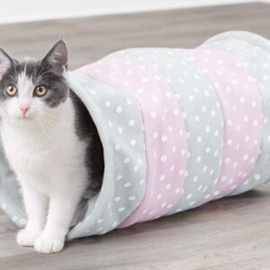 Kattunnel i Fleece Rosa/Grå 25x50cm
