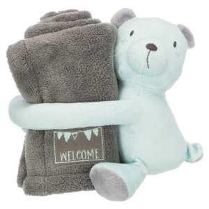 Junior Cuddly Set Filt & Björn Grå/Mint