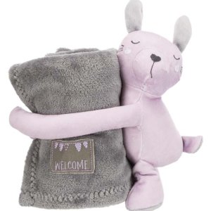 Junior Cuddly Set Filt & Björn Grå/Ljuslila