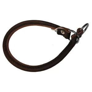 Alac Runt Läderhalsband Helstryp Brun 35cm
